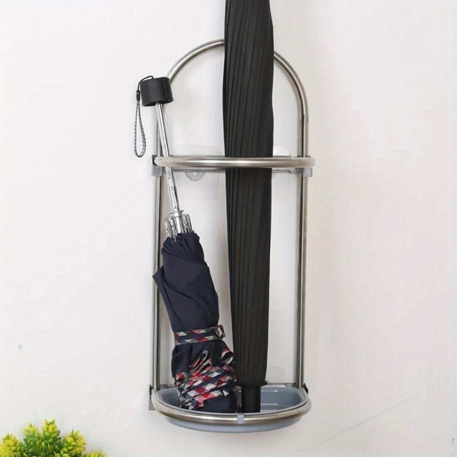 Self Adhesive Umbrella Storage Rack Wall Mounted Umbrella Holder Stainless Steel Foldable Umbrella Drying Rack