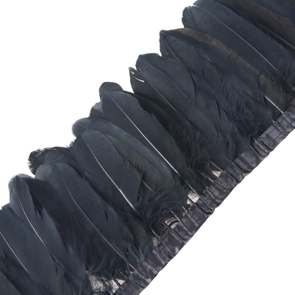 Trim Cock Goose Ostrich Marabou Turkey Plume Fringe Black Feathers for Craft Dress Clothing Decoration