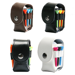 Wholesale genuine leather Golf Ball Bag Mini Golf Ball Holder Pouch Case with tee and golf divot tool