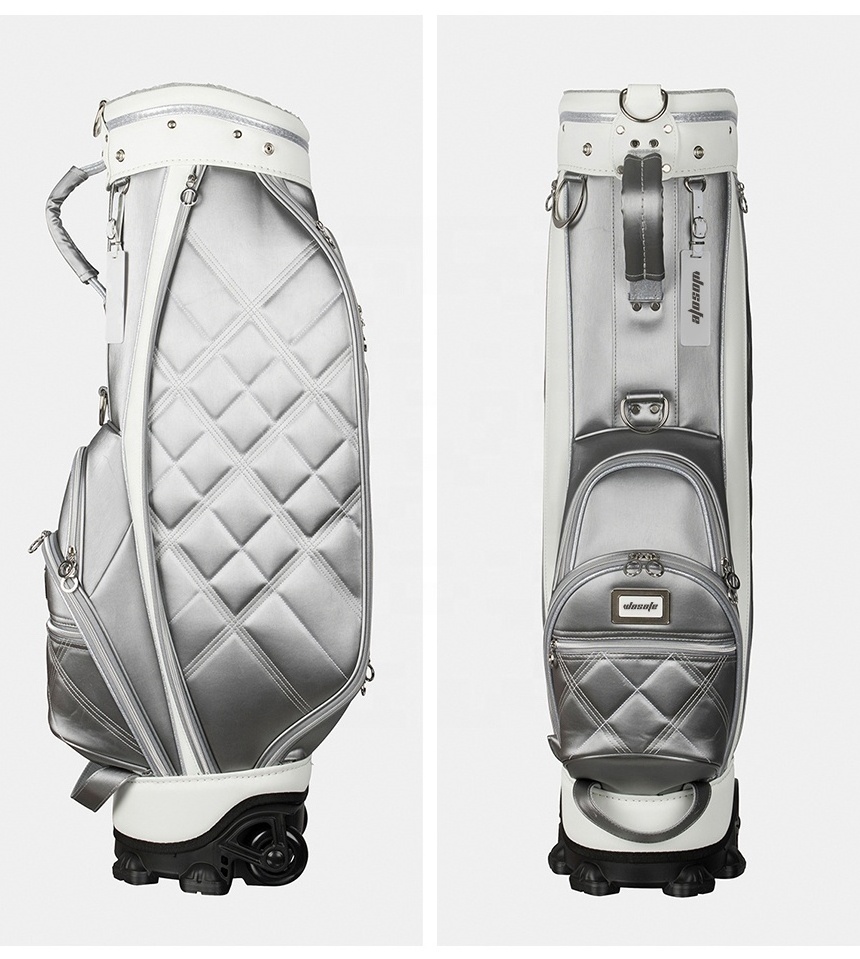 Customize PU Leather Outdoors Golf Tour Bag with Wheels Custom Logo Golf Stand Bag Golf Cart Bag