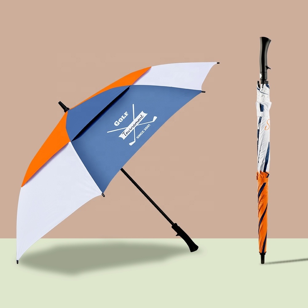 wholesale custom 30 Inch Large Windproof Logo Prints Big Luxury  Double Layer golf Umbrella