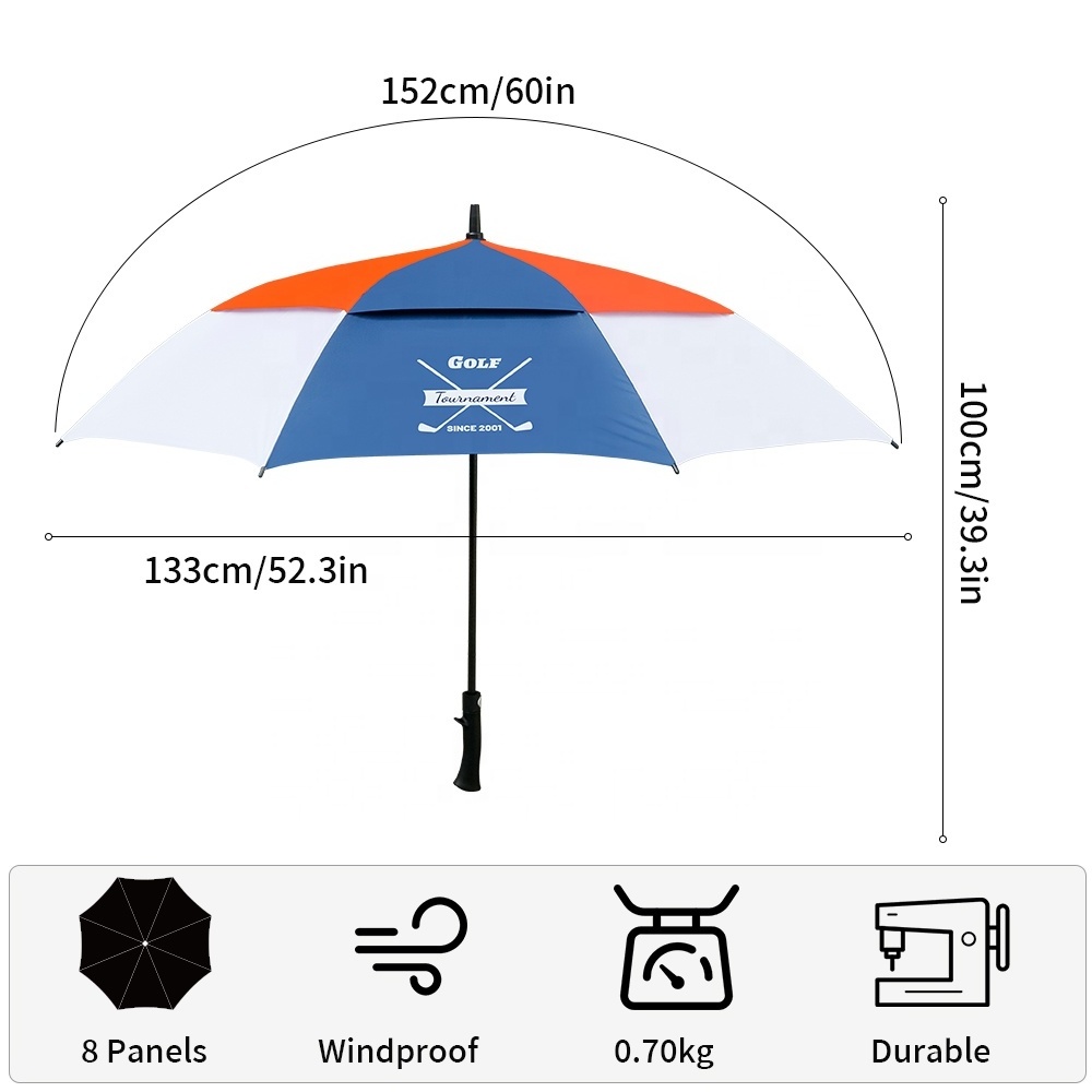 wholesale custom 30 Inch Large Windproof Logo Prints Big Luxury  Double Layer golf Umbrella