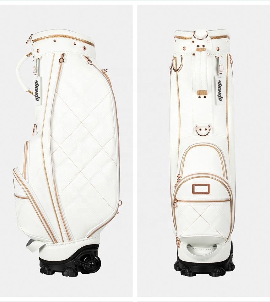 Customize PU Leather Outdoors Golf Tour Bag with Wheels Custom Logo Golf Stand Bag Golf Cart Bag