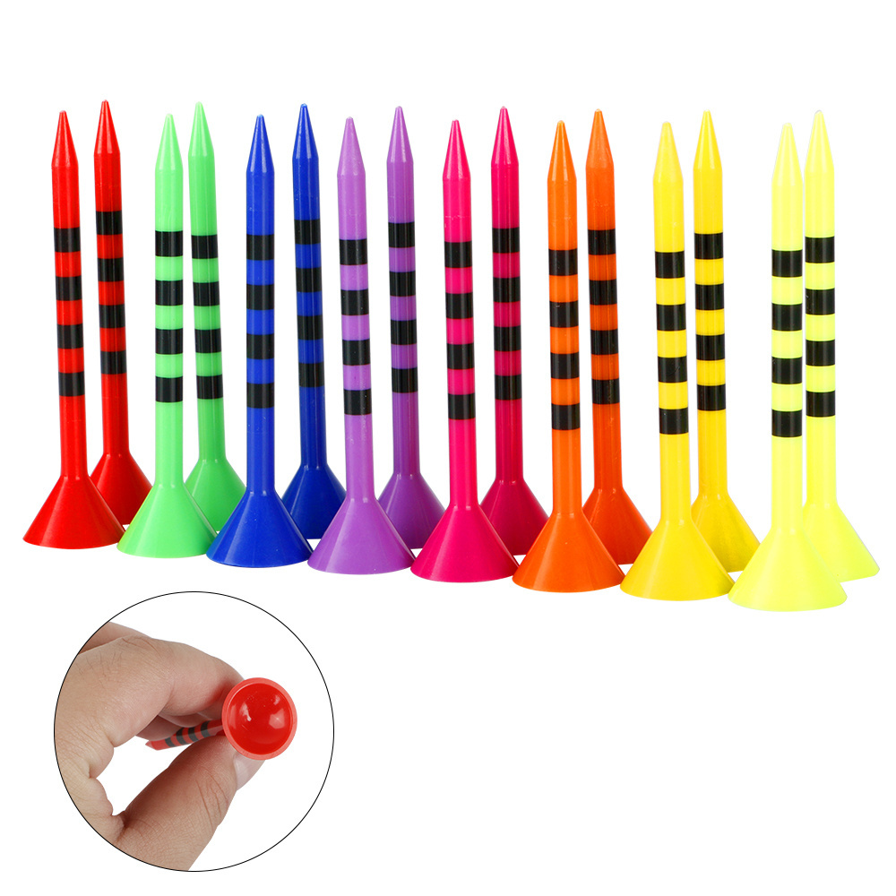 Factory Price 83mm Mixed Colors Professional Durable Plastic Golf Tee with Stripe Printing Low Friction and Resistance