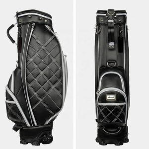 Customize PU Leather Outdoors Golf Tour Bag with Wheels Custom Logo Golf Stand Bag Golf Cart Bag