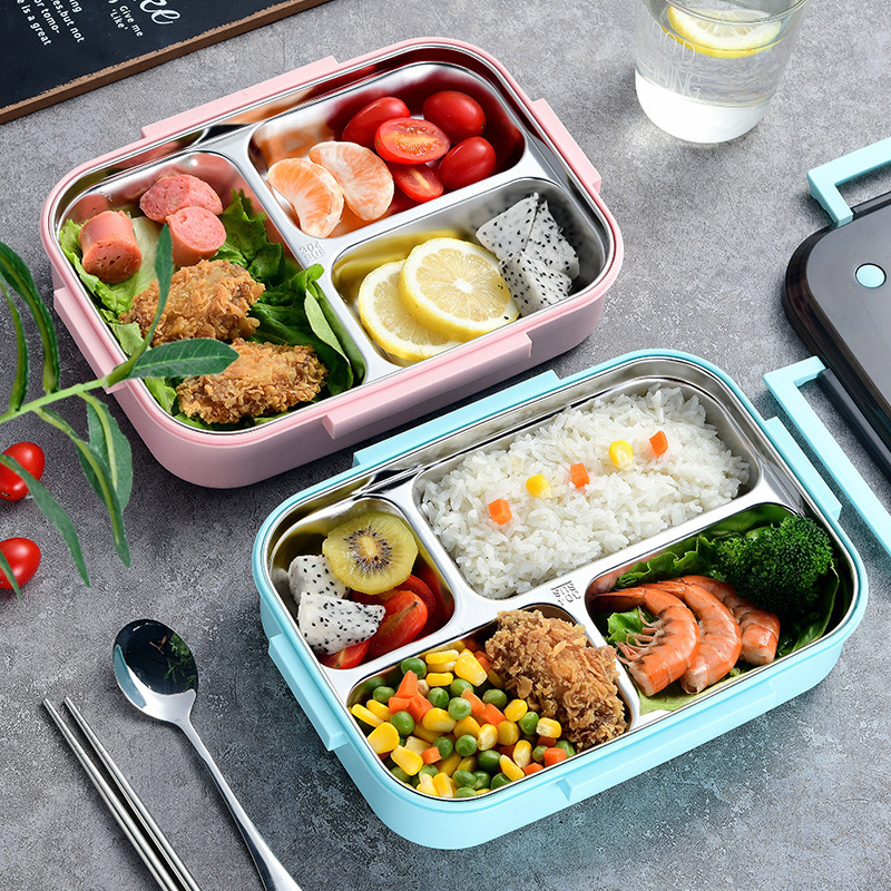 Custom Insulated Stainless Steel Bento Lunch Box Kids School Biodegradable Leakproof Tiffin Lunch Box With Spoon And Fork