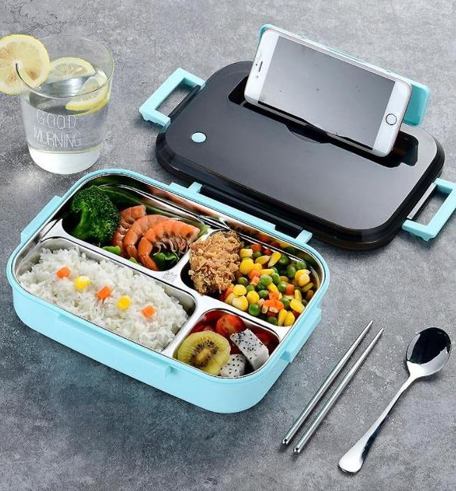 Custom Insulated Stainless Steel Bento Lunch Box Kids School Biodegradable Leakproof Tiffin Lunch Box With Spoon And Fork