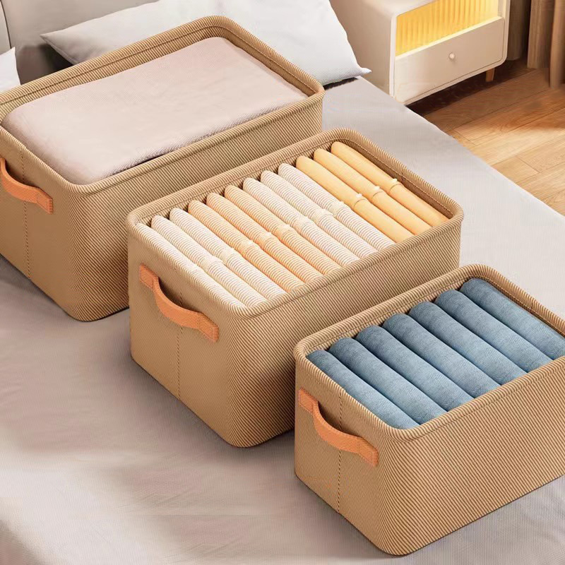 Hot Selling Wardrobe Foldable Clothes Storage Organizer Oxford Fabric Handles Lid Basket Storage Bin Boxes