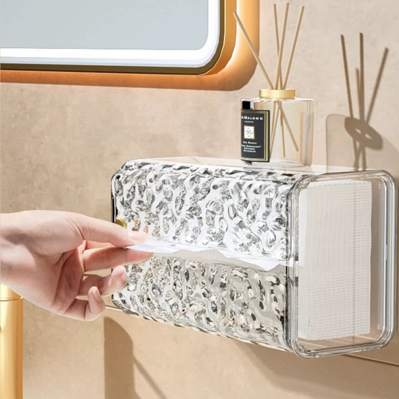 Nordic Glacier Wall Mounted Tissue Box Transparent Facial Napkin Dispenser Rectangular Acrylic Napkin Box