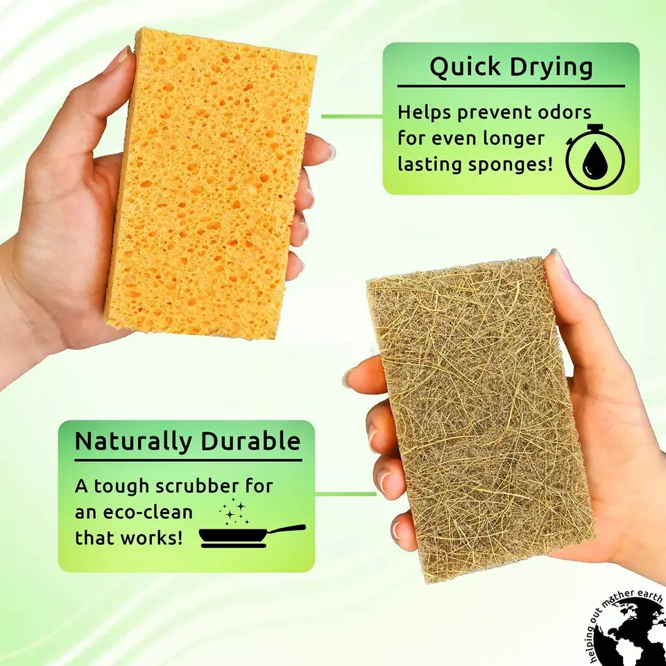 Eco Friendly Clean Cellulose Sponge Biodegradable Kitchen Dish Washing Sponge Pad