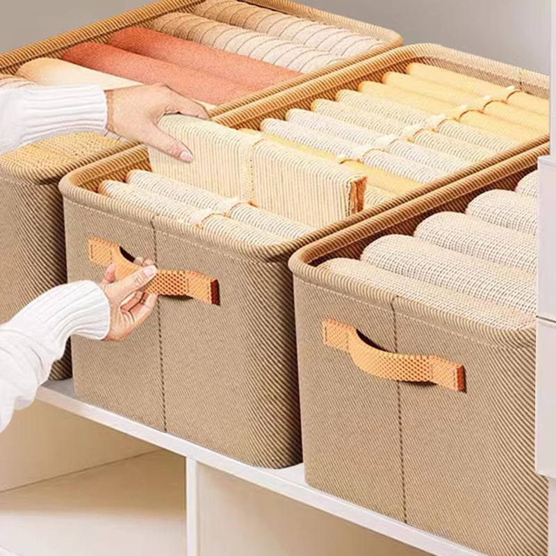 Hot Selling Wardrobe Foldable Clothes Storage Organizer Oxford Fabric Handles Lid Basket Storage Bin Boxes