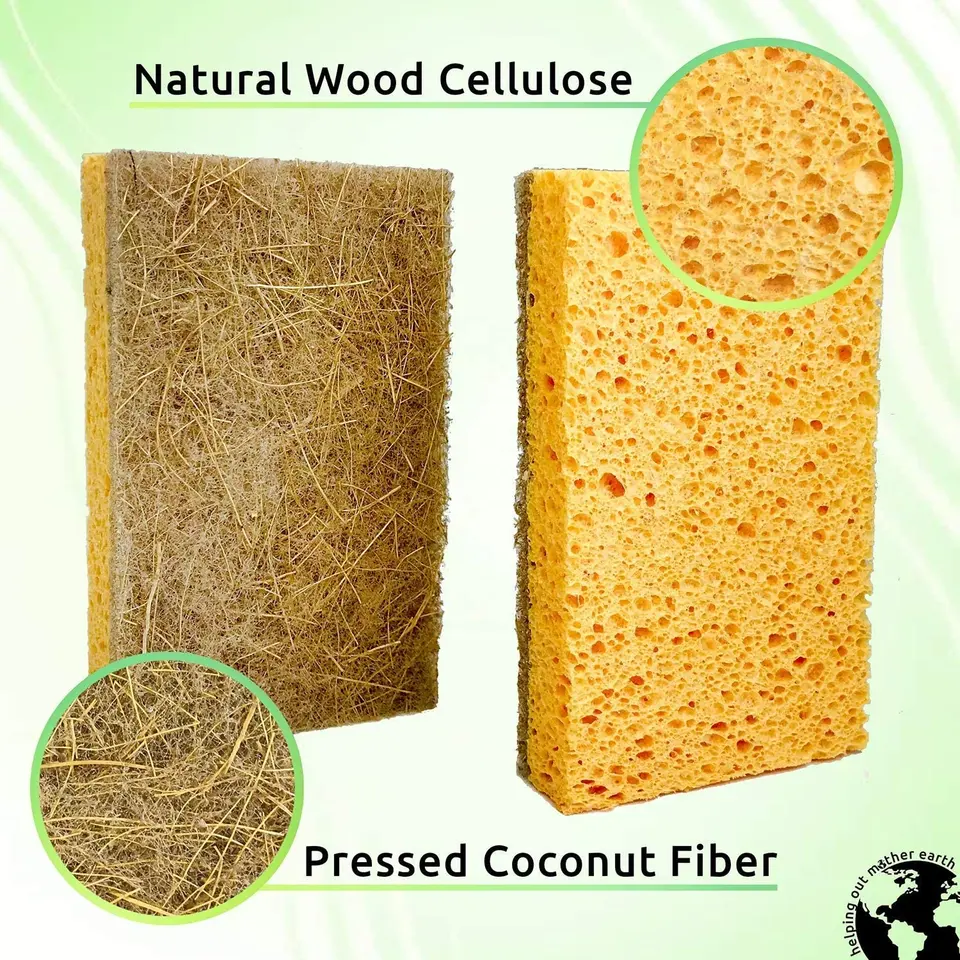 Eco Friendly Clean Cellulose Sponge Biodegradable Kitchen Dish Washing Sponge Pad