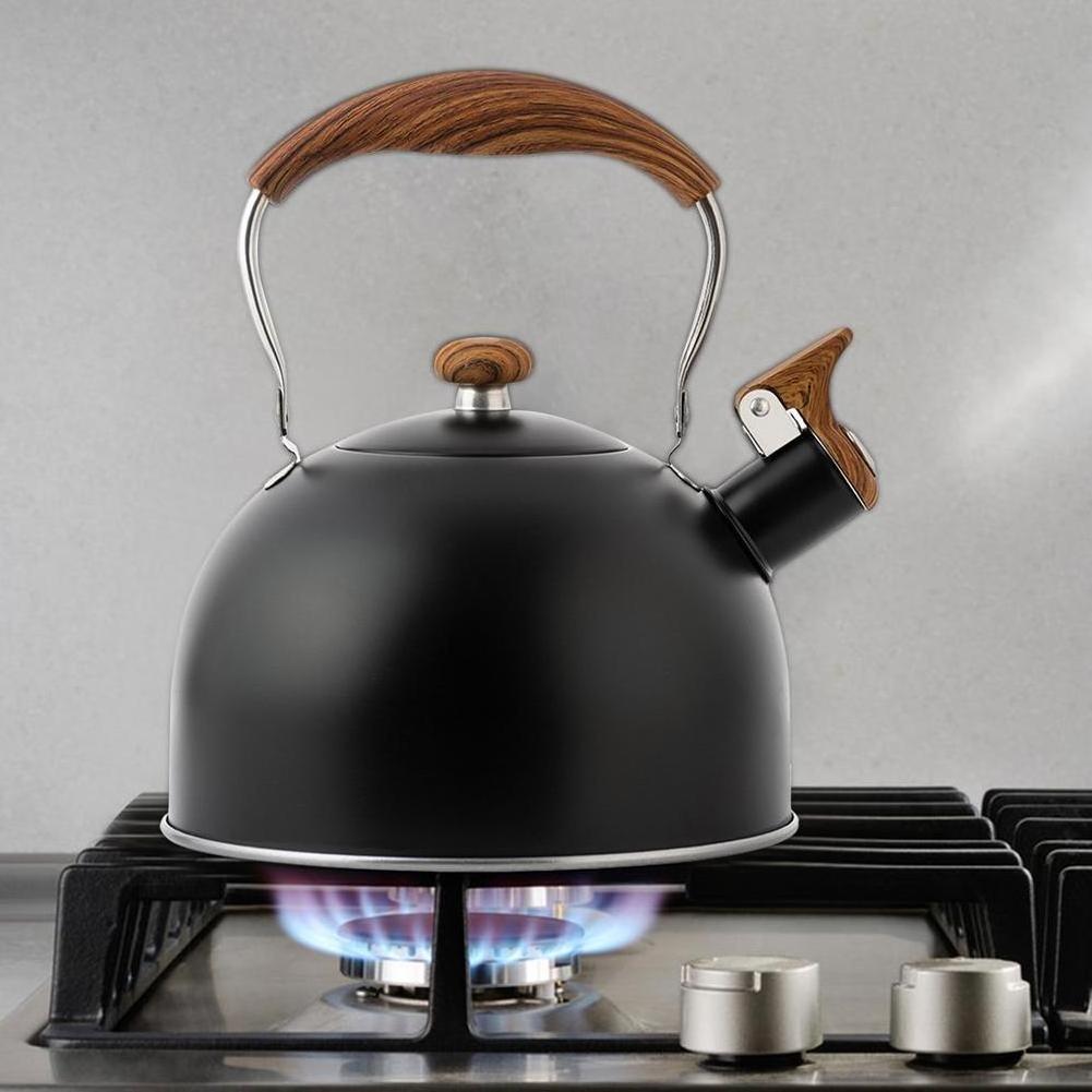 New European Whistle Kettle 2.5L Gas Induction Cooker Universal Stainless Steel Flat Bottom Water Kettle