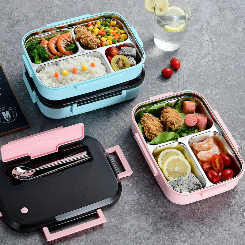 Custom Insulated Stainless Steel Bento Lunch Box Kids School Biodegradable Leakproof Tiffin Lunch Box With Spoon And Fork