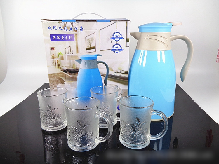 Wholesale 6pcs Glass Cup Set With Gift Box Drinking Glass Small Glass Cup Set Tea Pot Set