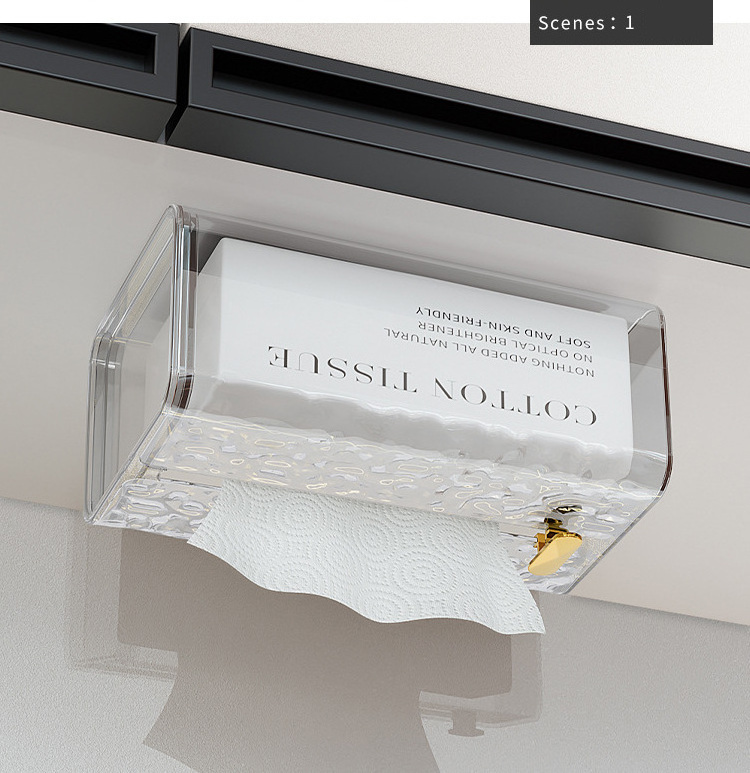 Nordic Glacier Wall Mounted Tissue Box Transparent Facial Napkin Dispenser Rectangular Acrylic Napkin Box