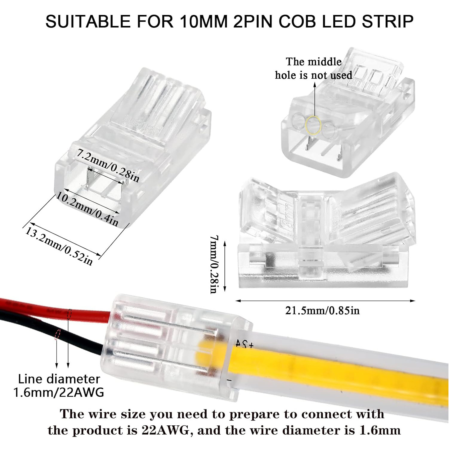 IP20 IP67 Power Cable 8mm 10mm Wire plug adapter Solderless 2 3 4 5 pin led strip light connector For Led