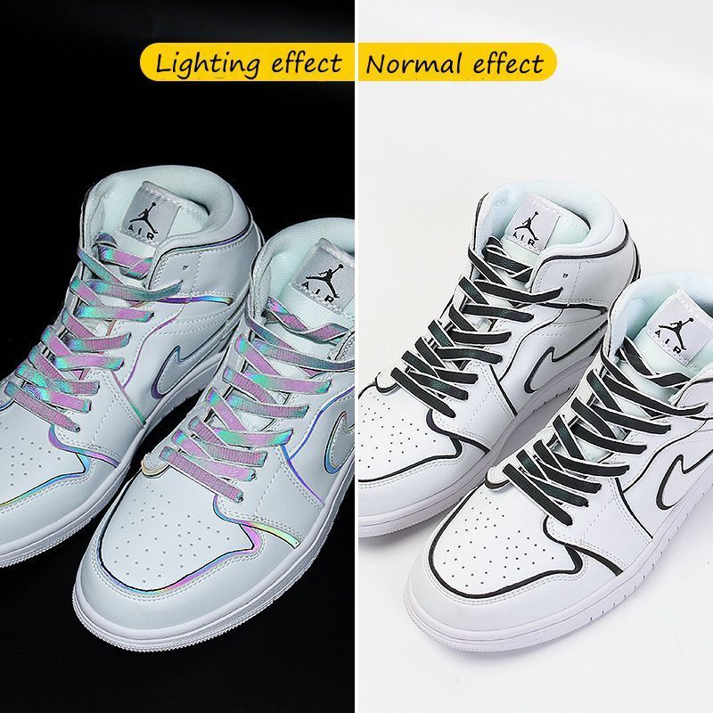 New Holographic Reflective Shoelaces fashion Cool Sneakers Running Shoes fluorescent Laces Kids Adult Unisex Leisure Laces