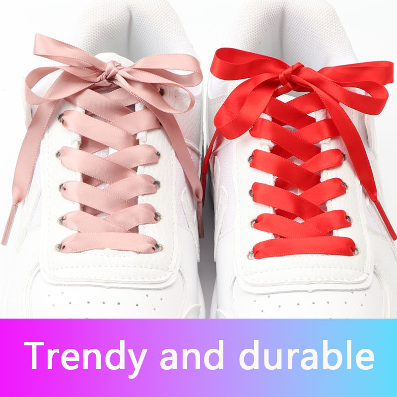 Flat Satin 1cm wide Shoelaces Silk Ribbon Shoe laces Boots Women Sneakers Shoelace