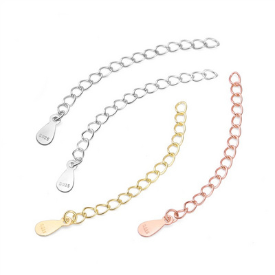 925 Sterling Silver DIY Extender Chain Bracelet Necklace Extension Chain Connectors For Jewelry Making