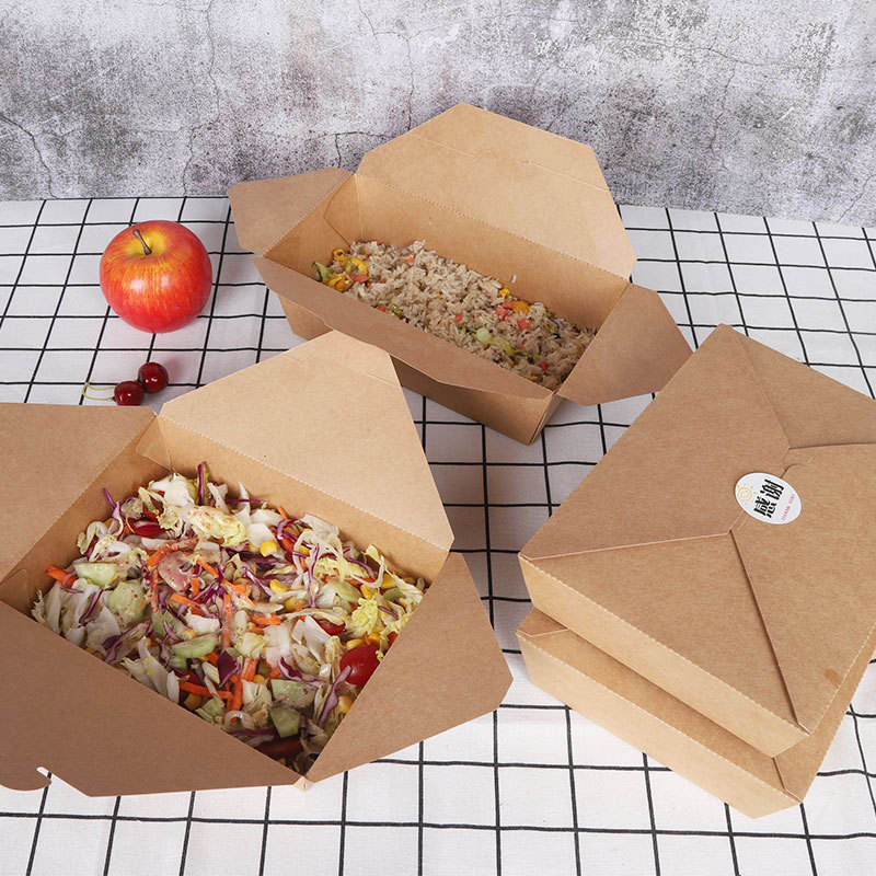 Personalized Fast Food takeout Packaging Paper Box wax coated kraft corrugated compostable paper food grade box with window