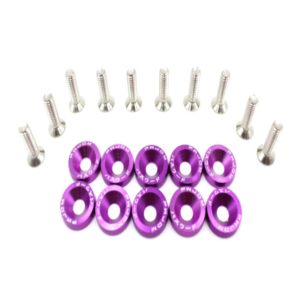 Custom Logo Purple Gold Colors Cnc Fasteners Car Modified M6 Bumper Bolt Set Password Style Jdm Anodized Aluminum Fender Washers