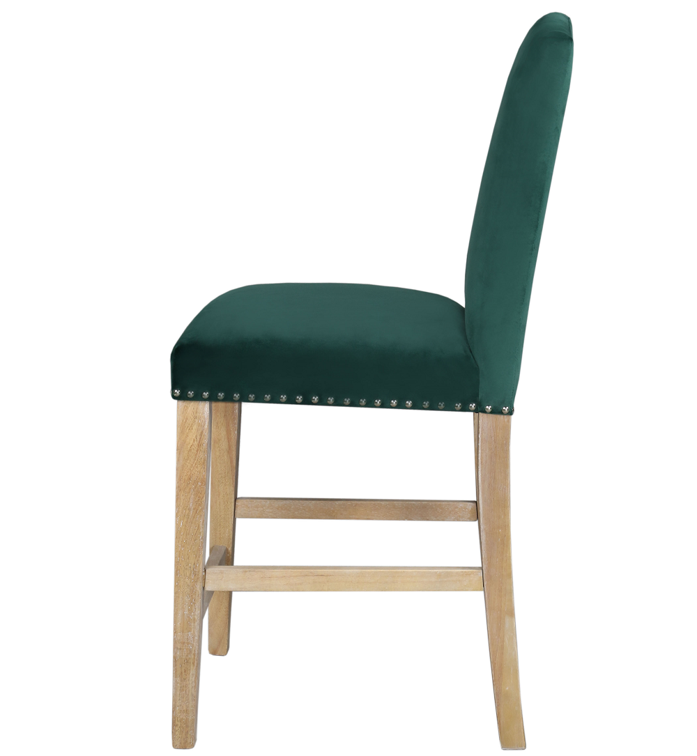 Traditional Comfortable Velvet Fabric Wooden Barstool Solid Wood Counter Stool with Backrest Upholstered Bar Furniture