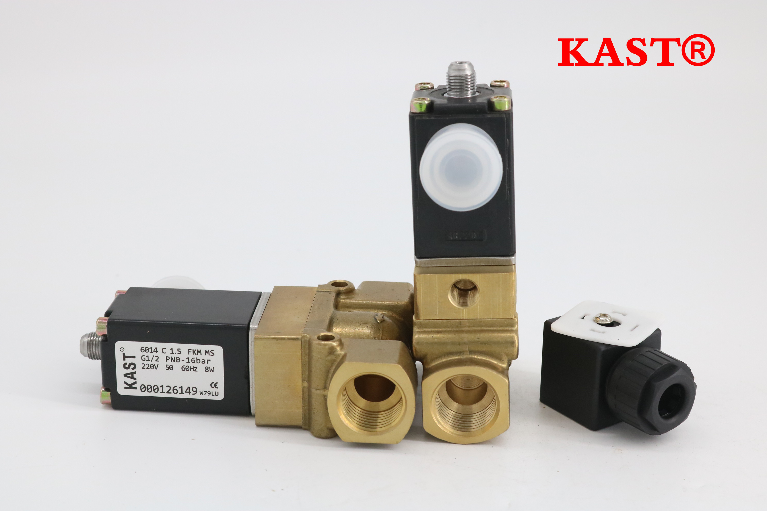 Kast Brand 1/8'', 1/4'', 3/8'', 1/2 '' 1 inch China Factory 3 Way Screw Air Compressor Parts Water Solenoid Valve 24V