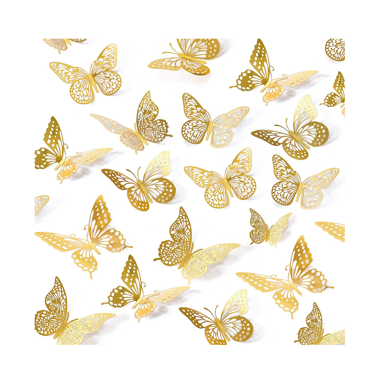 3D Butterfly Wall Decor Gold Butterfly Crafts Labels for Butterfly Birthday Party Decorations Removable Wall Stickers Room Decor