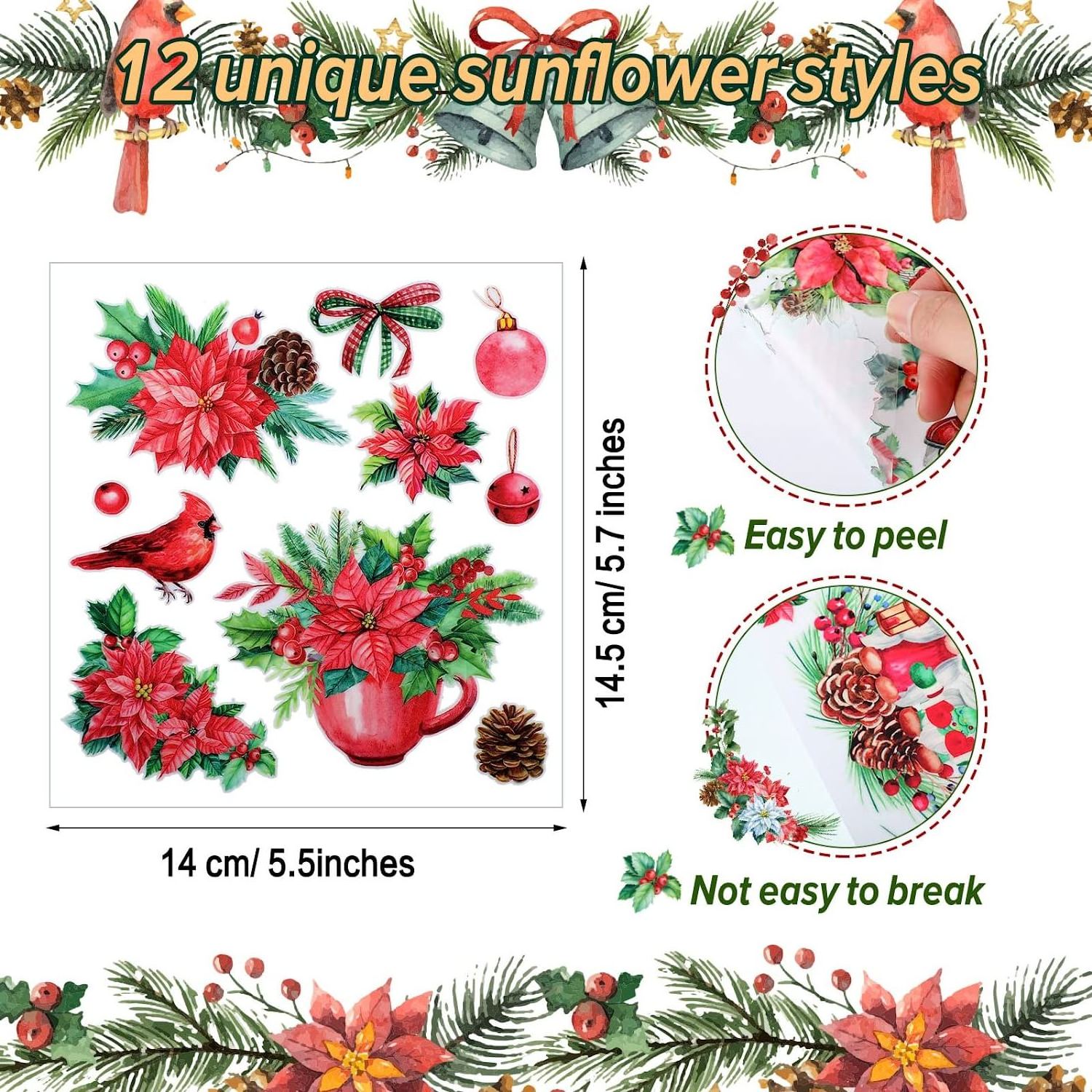 Christmas Rub on Transfers for Crafts and Furniture Rub on Transfers Stickers Classic Bird Floral Furniture Decals for Home