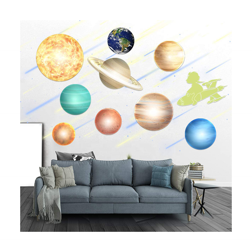 Custom shining Stars and Planets  Kids Wall Decor Stickers for Ceiling Solar System Wall Stickers Room  Outer Space Decals