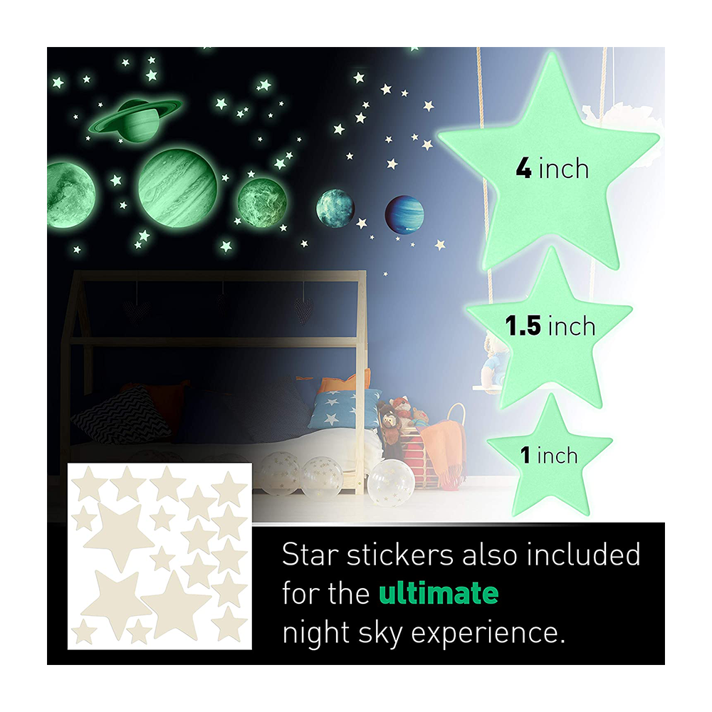 Stars and Planets  Bright Solar System Wall Stickers Glowing Ceiling Decals for  Bedroom Shining Space Decoration  Christmas Gi