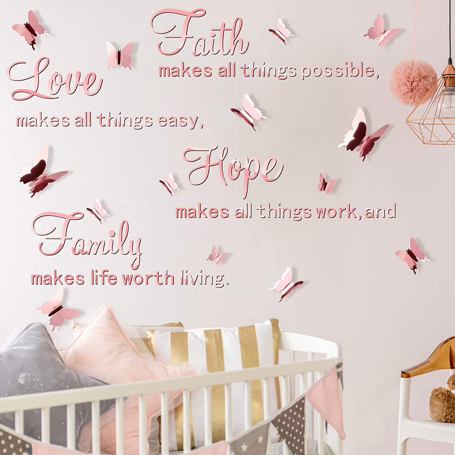 Custom 3D Acrylic Mirror Wall Decor Stickers Removable Butterfly Mirror Wall Stickers DIY Faith Makes All Things Possible