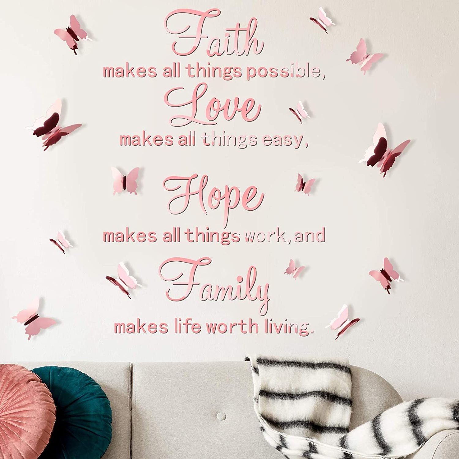 Custom 3D Acrylic Mirror Wall Decor Stickers Removable Butterfly Mirror Wall Stickers DIY Faith Makes All Things Possible