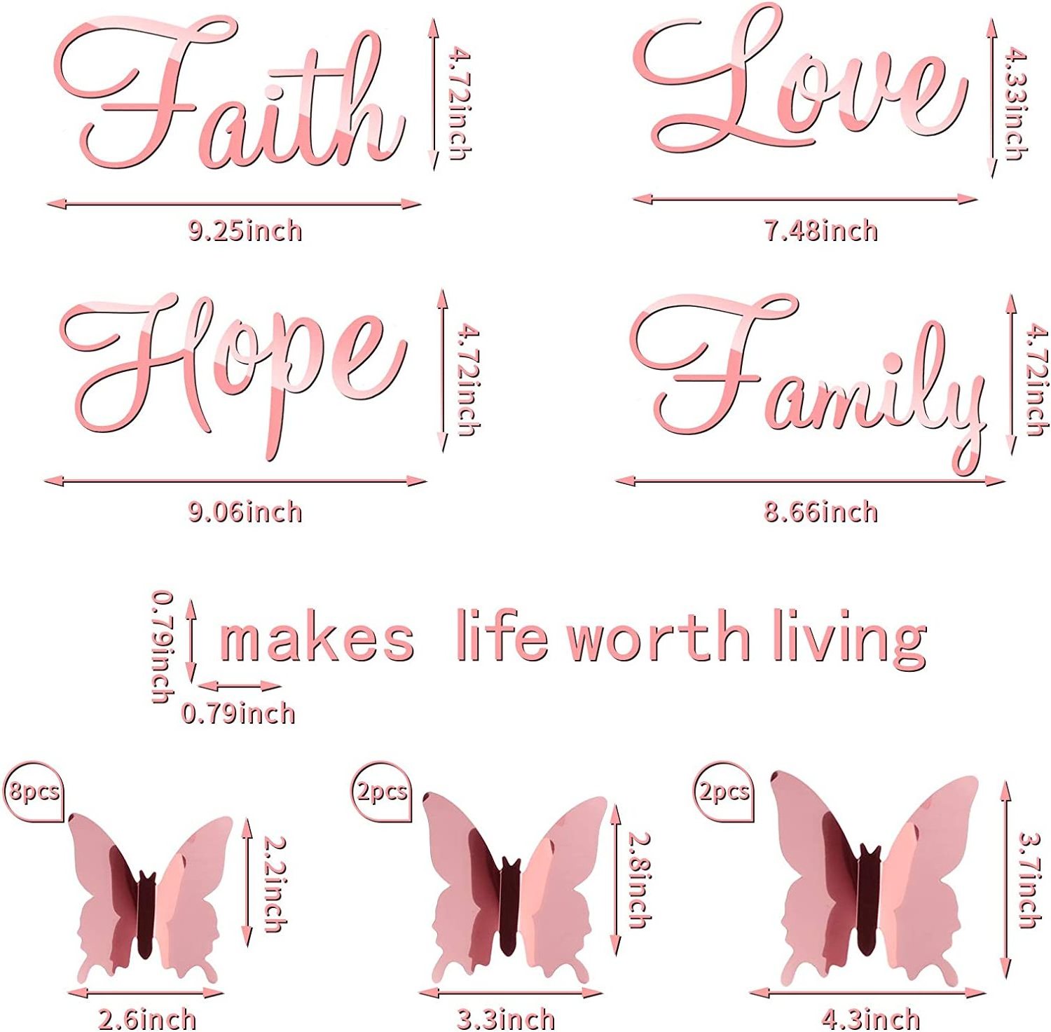 Custom 3D Acrylic Mirror Wall Decor Stickers Removable Butterfly Mirror Wall Stickers DIY Faith Makes All Things Possible