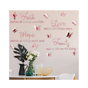 Custom 3D Acrylic Mirror Wall Decor Stickers Removable Butterfly Mirror Wall Stickers DIY Faith Makes All Things Possible