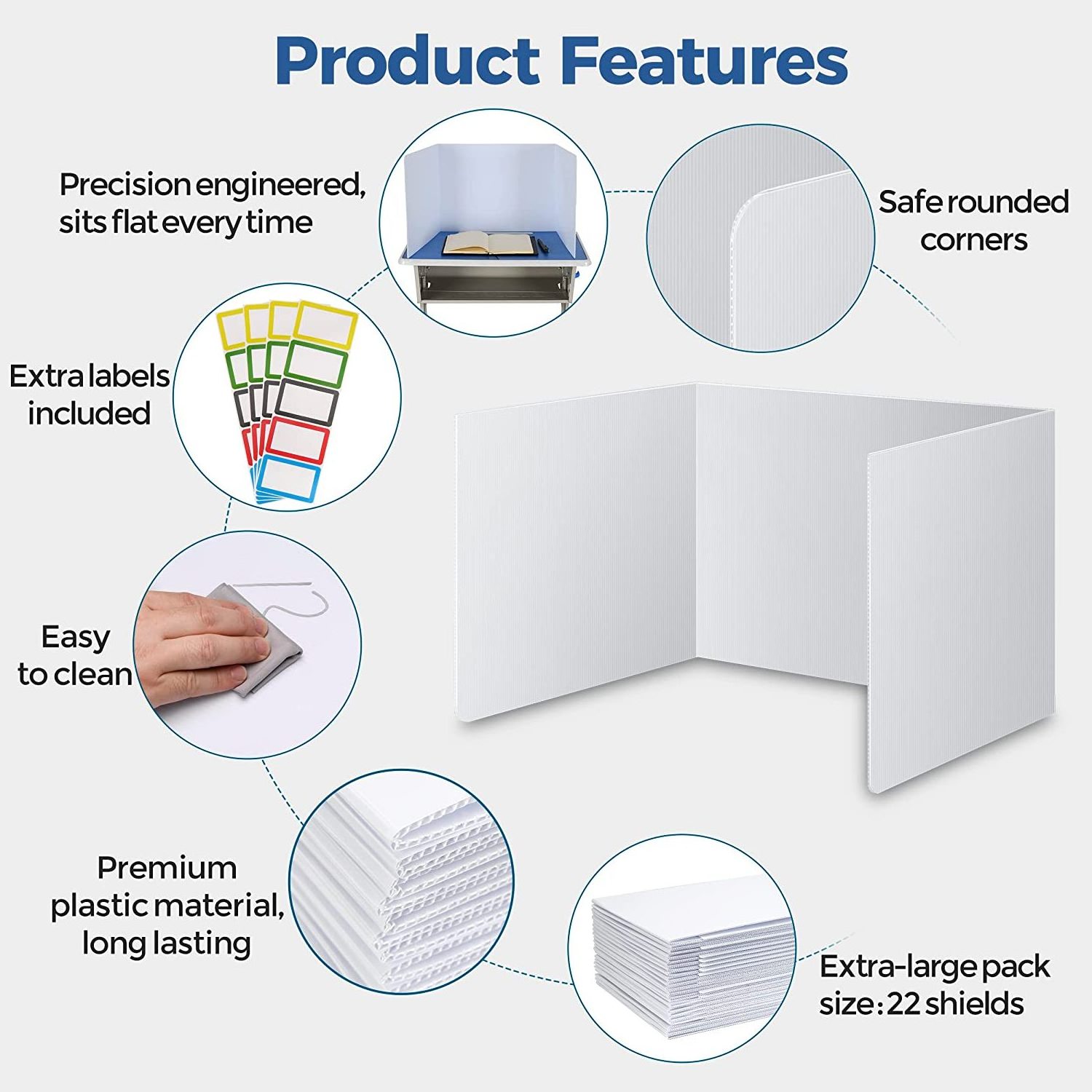 Custom Classroom Privacy Shields for Student Desks - Easy to Clean Plastic Sneeze Guard Folder Desk Divider Study Carrel