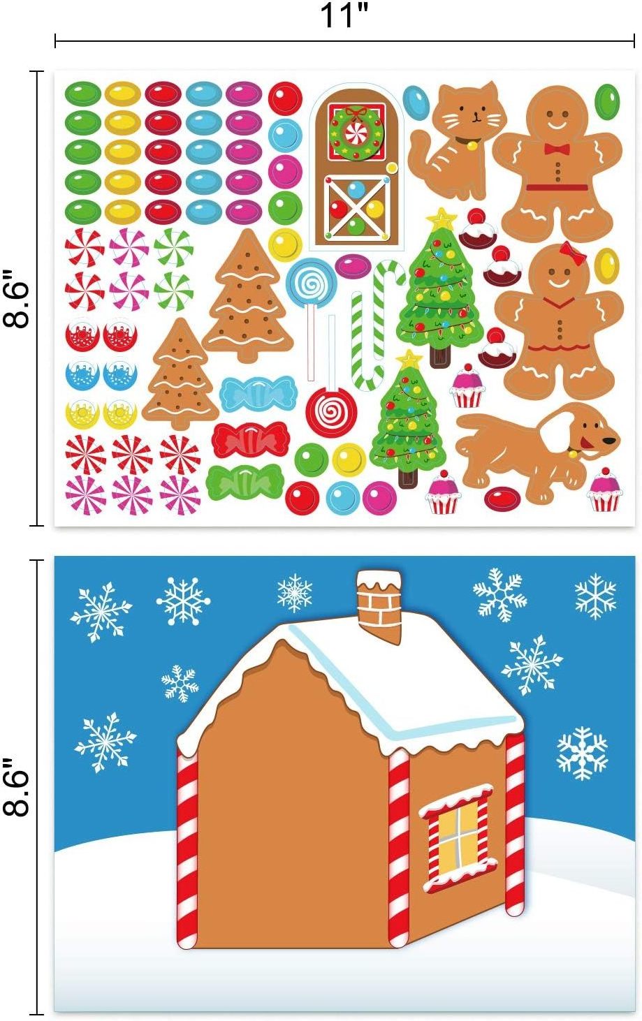 Custom Make-a-Gingerbread House Stickers for Kids Christmas Party Game Craft Activity Favor Supplies