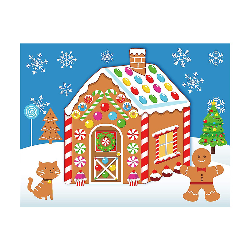 Custom Make-a-Gingerbread House Stickers for Kids Christmas Party Game Craft Activity Favor Supplies