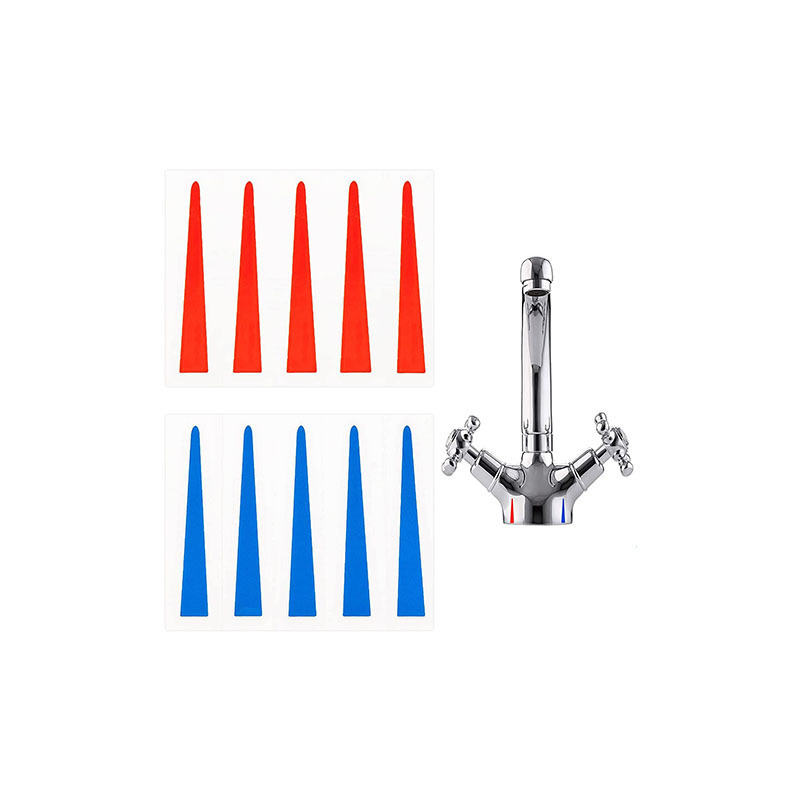 Hot and Cold Water Stickers Kitchen Faucet Stickers Red & Blue Vinyl Tap Faucet Transfer Stickers for Bathroom