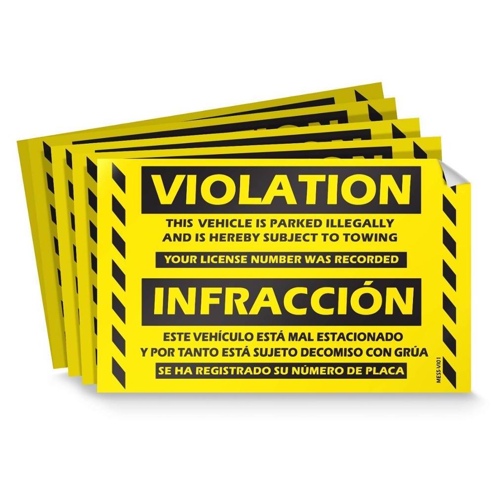 Final Warning -Car parking infraction warning stickers, 50 units, illegal parking trailer fluorescent stickers,