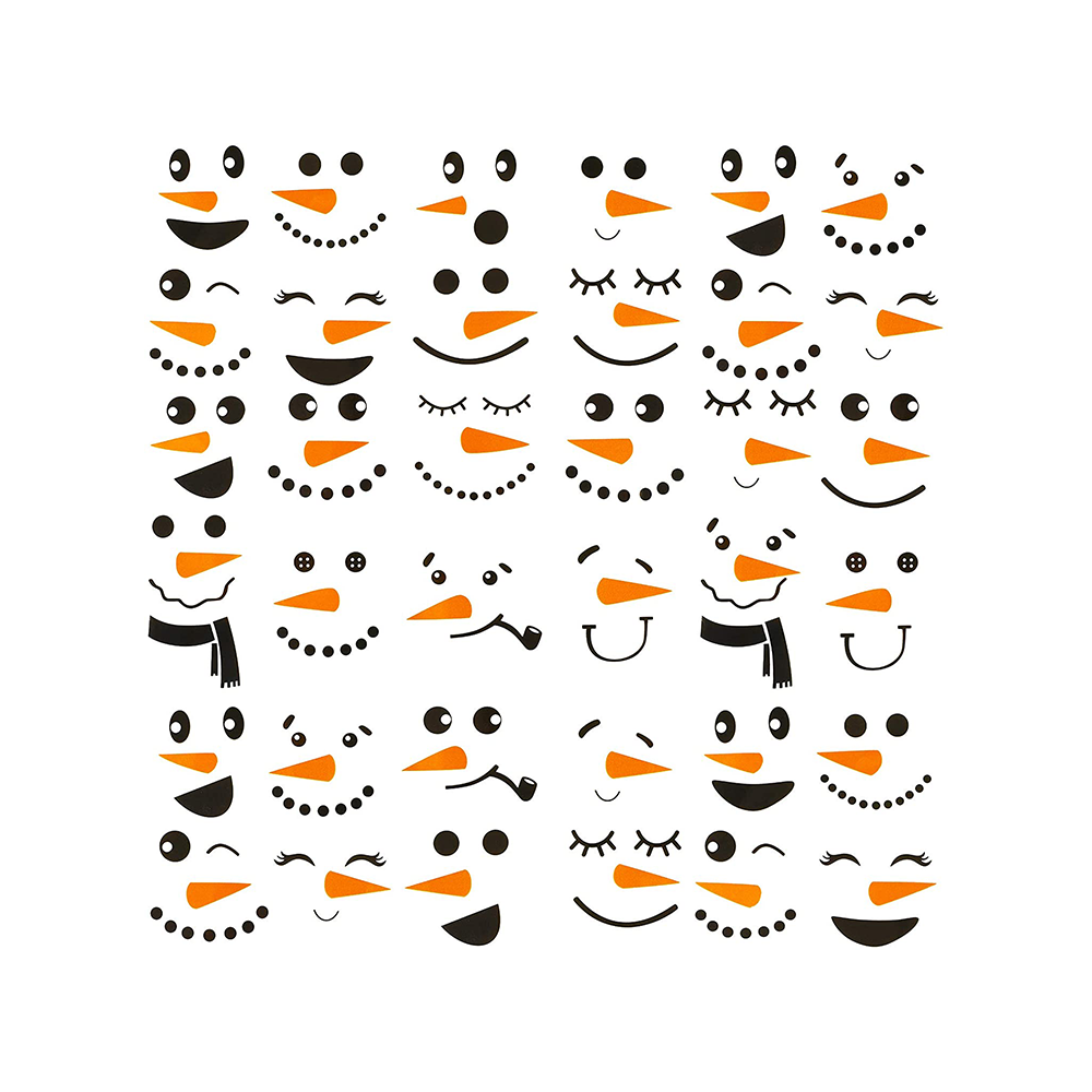 Snowman Faces Stickers Snowman Faces Decals Christmas Glass Window Sticker Cute Snowman Face Art Wall Decor Christmas Stickers