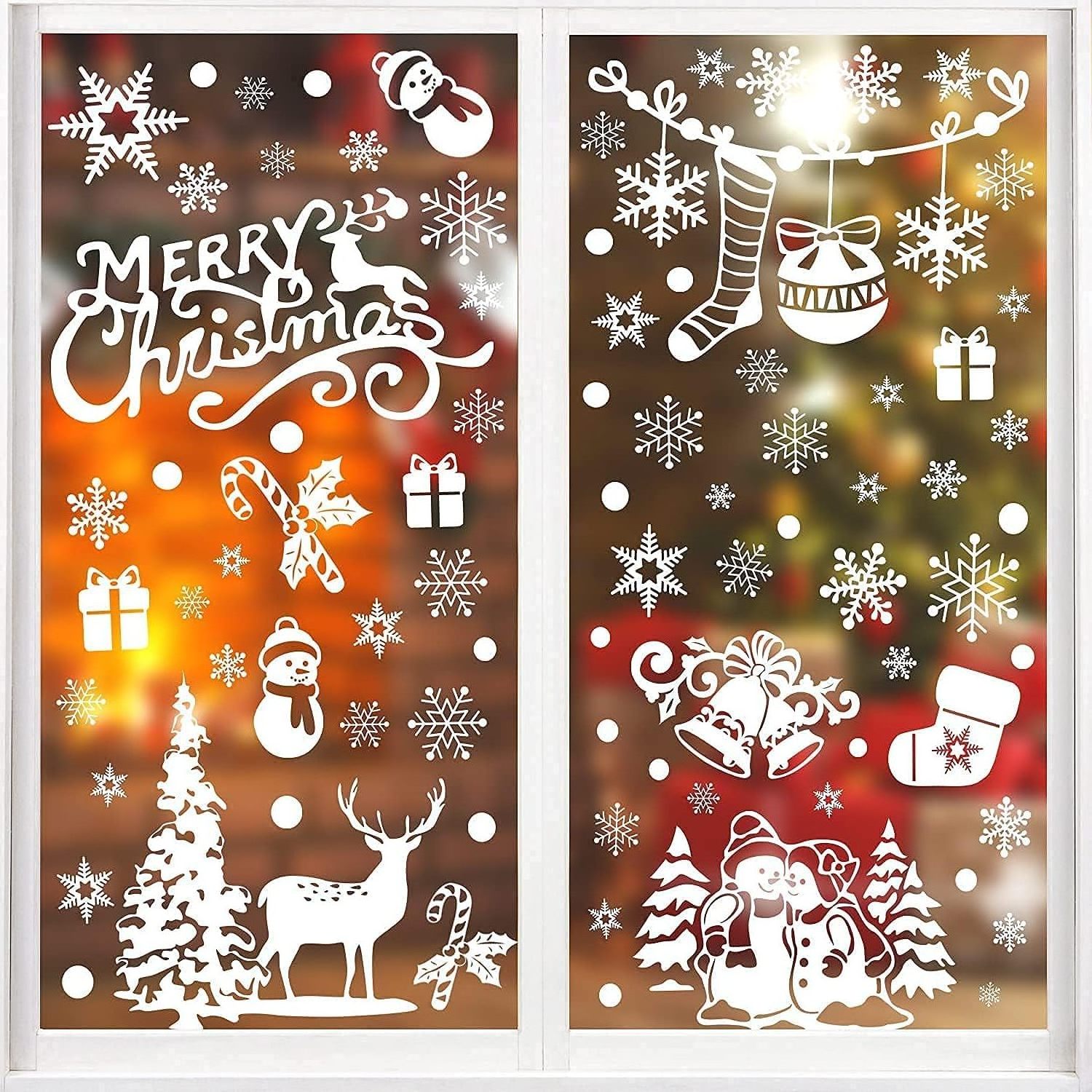 Christmas Window Clings Snowflakes Window Decals Static Stickers For Christmas Decorations Window Ornaments Xmas Party Supplier