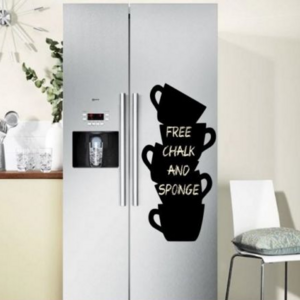 Coffee Cups - Chalkboard Fridge Kitchen Stickers Decal + Free Chalk