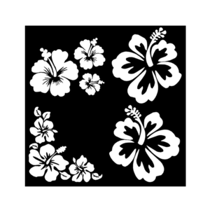 customize  white Hibiscus Decal 4 Pack  Hawaiian Hibiscus Flower Decals  flower stickers  cup and laptop stickers