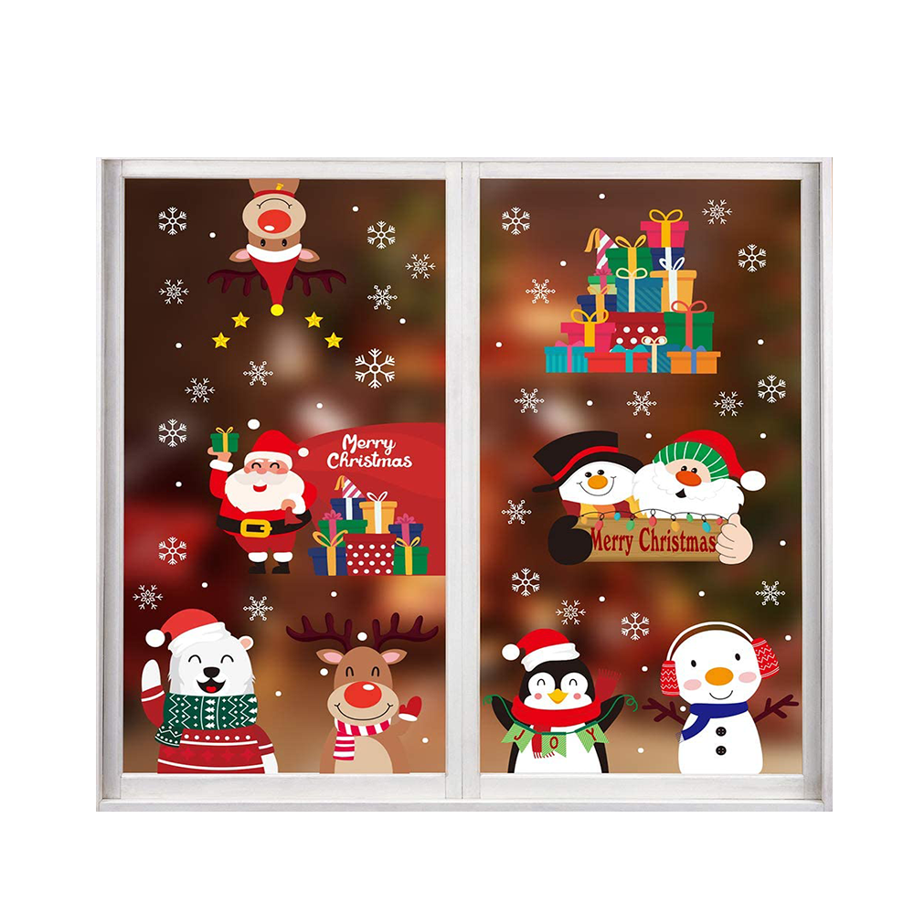 New Trends Christmas Window Clings Snowflake Decorations Xmas Party Supplies Santa Claus Elf Reindeer Peeking Decals