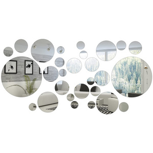 Removable Acrylic Mirror Setting Wall Sticker Adhesive Round Circle Mirror Tiles Decals for Home Living Room Bedroom Decor