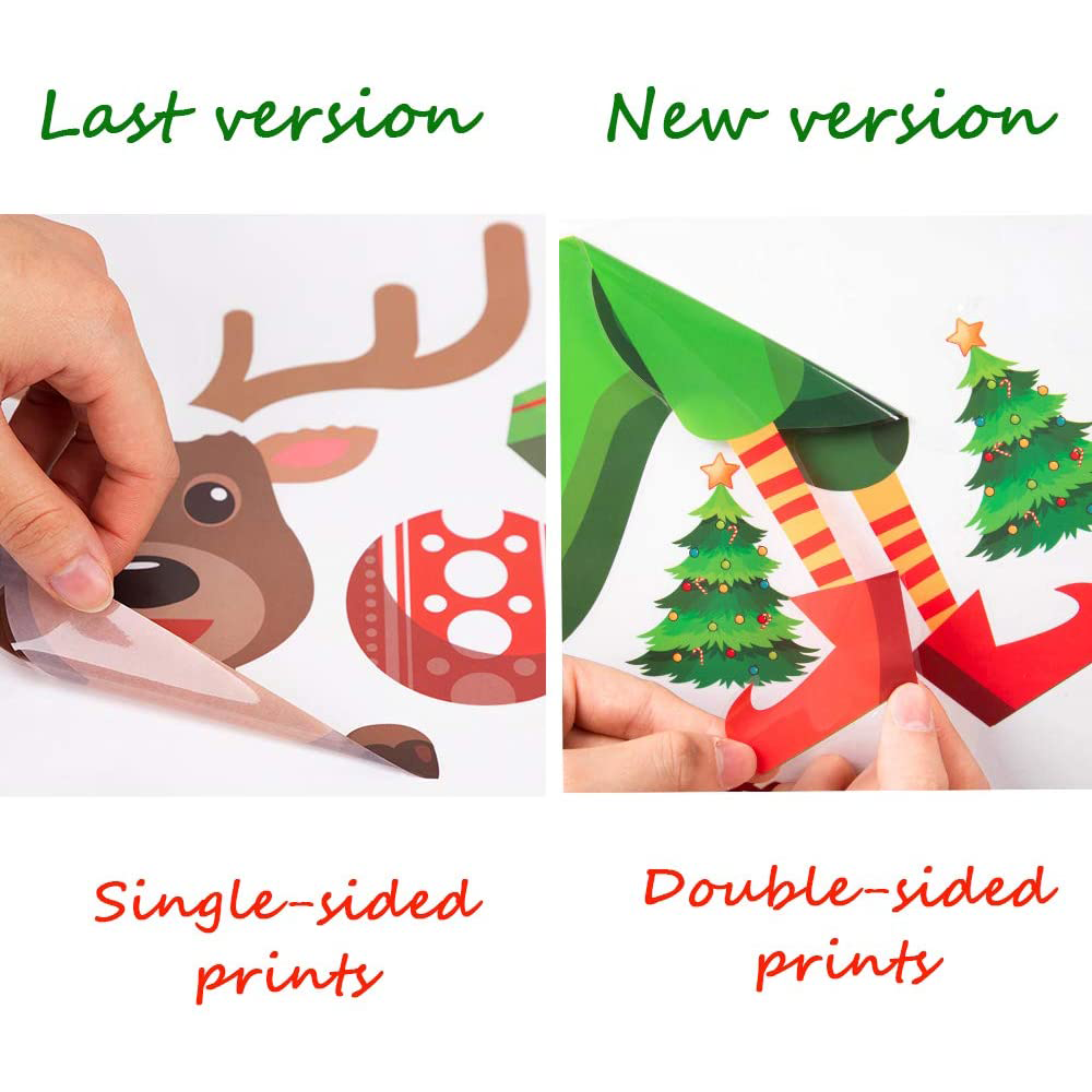 New Trends Christmas Window Clings Snowflake Decorations Xmas Party Supplies Santa Claus Elf Reindeer Peeking Decals