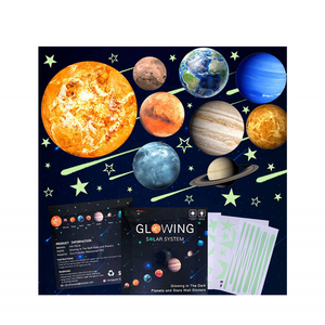 Custom  Stars and Planets Bright Solar System Wall Stickers Glowing Ceiling Decals for Kids Bedroom Shining Space Decoration