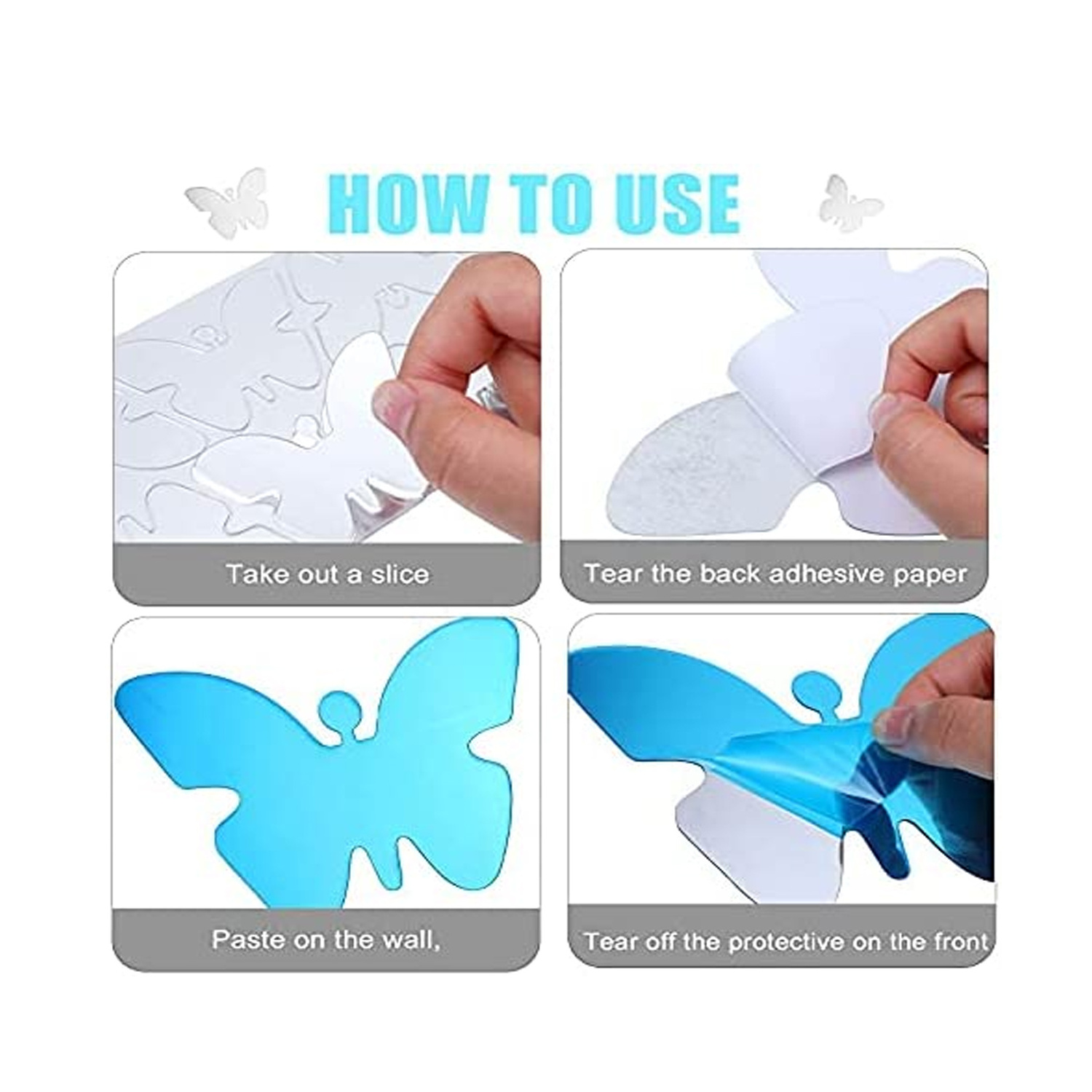 Christmas 3D Acrylic Mirror Wall Decor Stickers Removable Butterfly Mirror Wall Stickers DIY Butterfly Mural Decals for Home